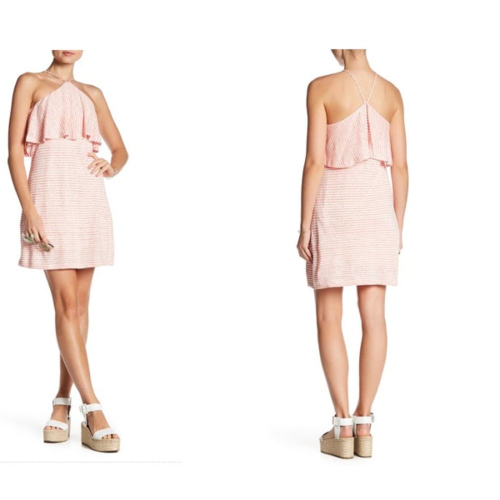 Splendid Shift Striped Halter Mini Dress Pink S